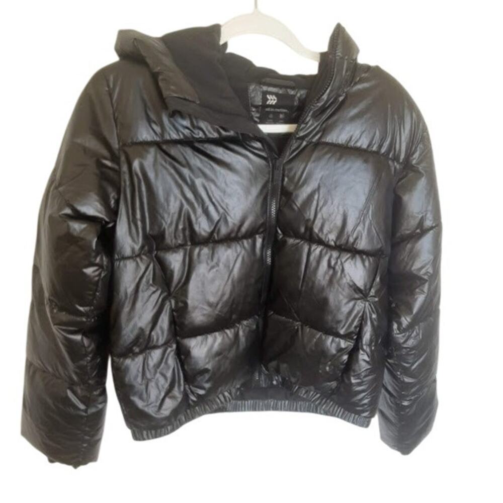 All in Motion Black Shiny Puffer Jacket Girls XL (14) Water Resistant